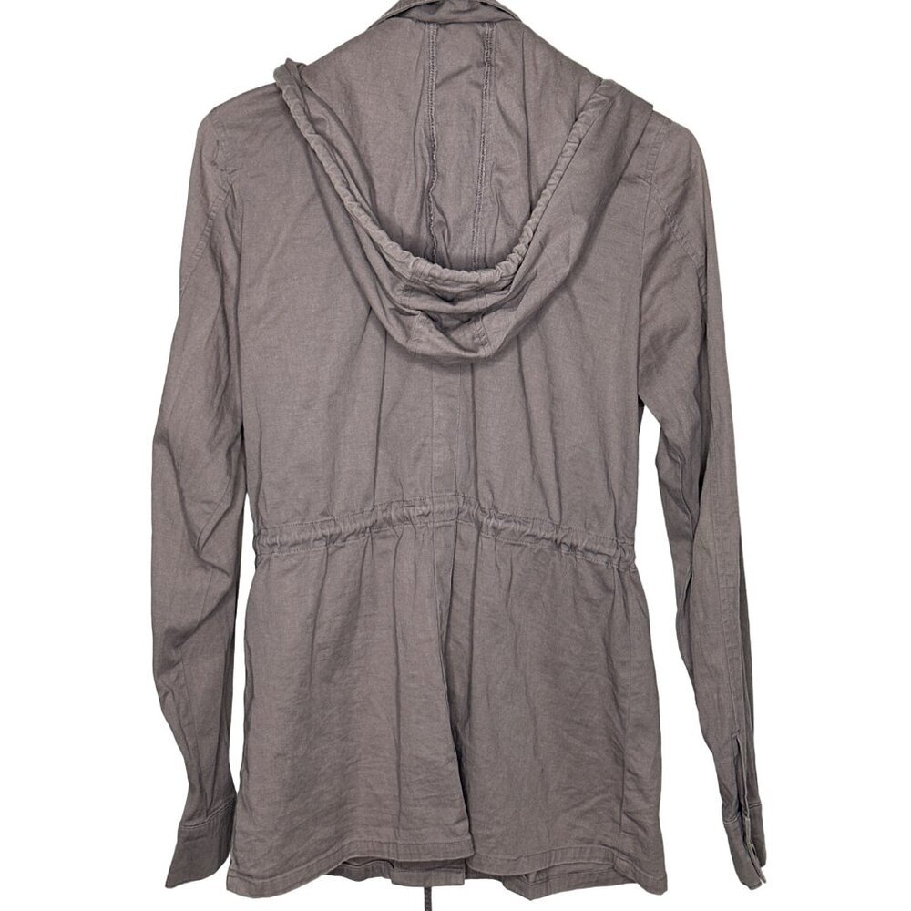 Market & Spruce Cargo Utility Jacket Womens M Grey Hooded Military Safari - Picture 3 of 11